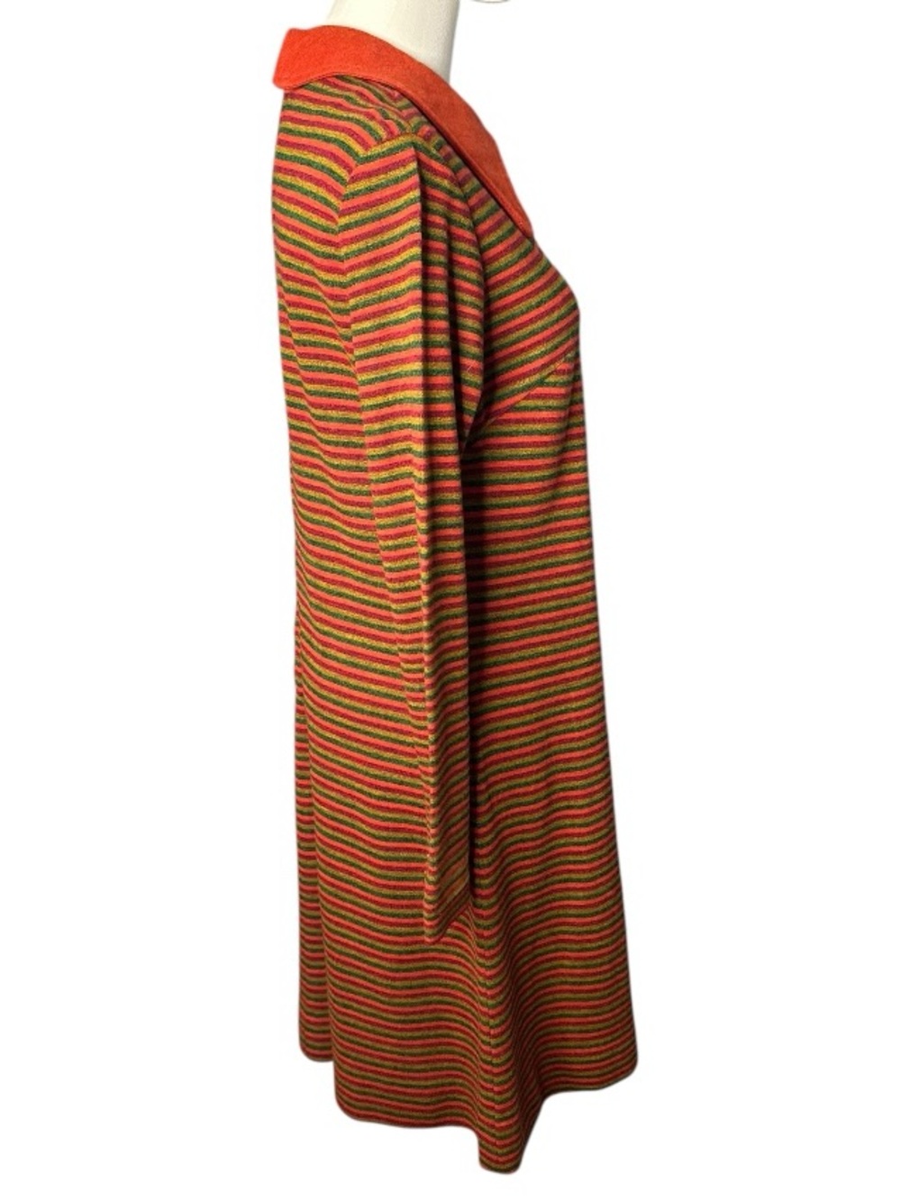 Vintage 1970s Butterfly Collar Striped A-Line Dress - Picture 7 of 12